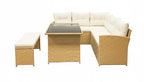 Bahamas Corner Lounge Patio Set - Brown with Beige Cushions