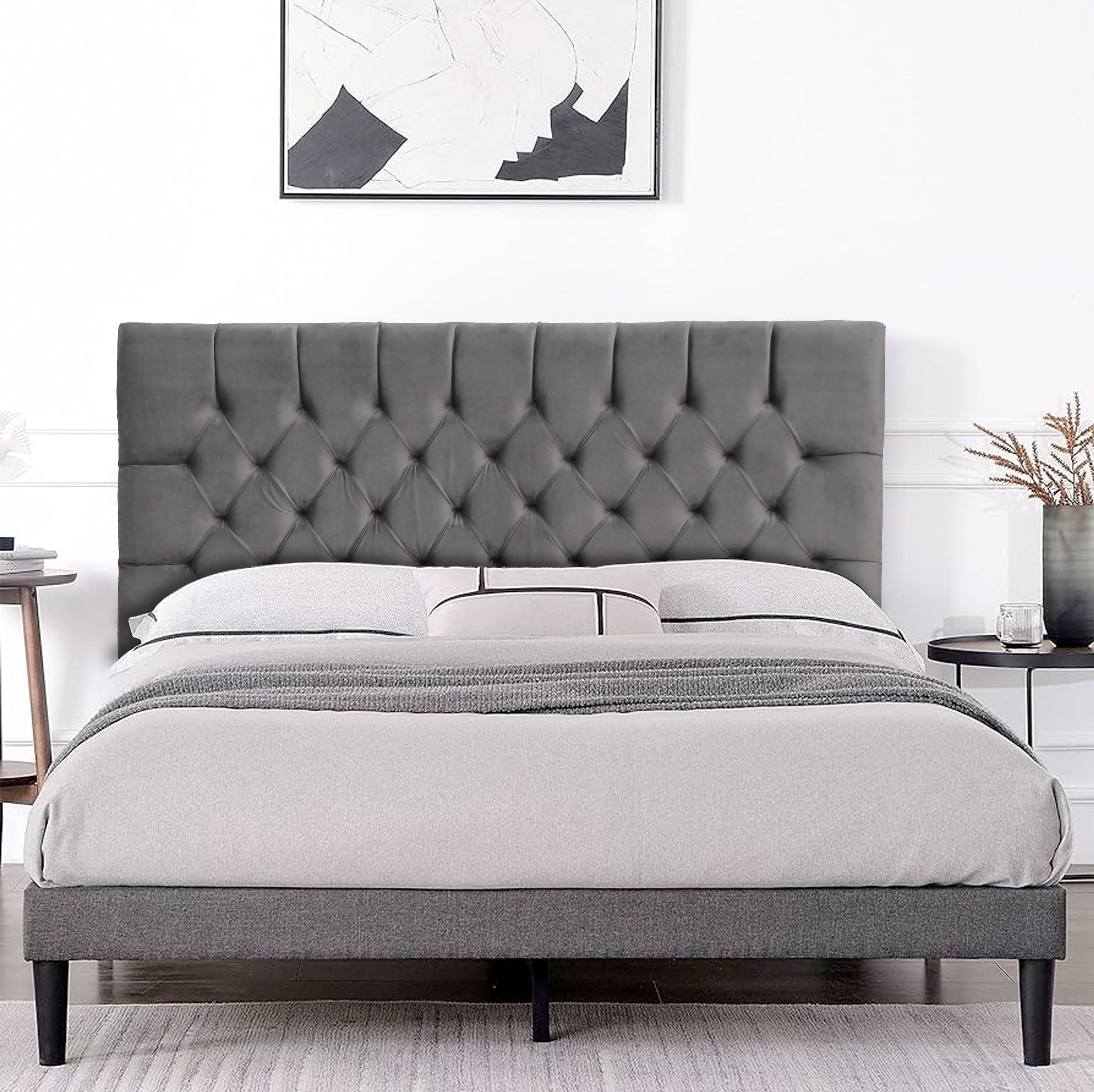 Cairo Fabric Velvet Headboard - Grey - King