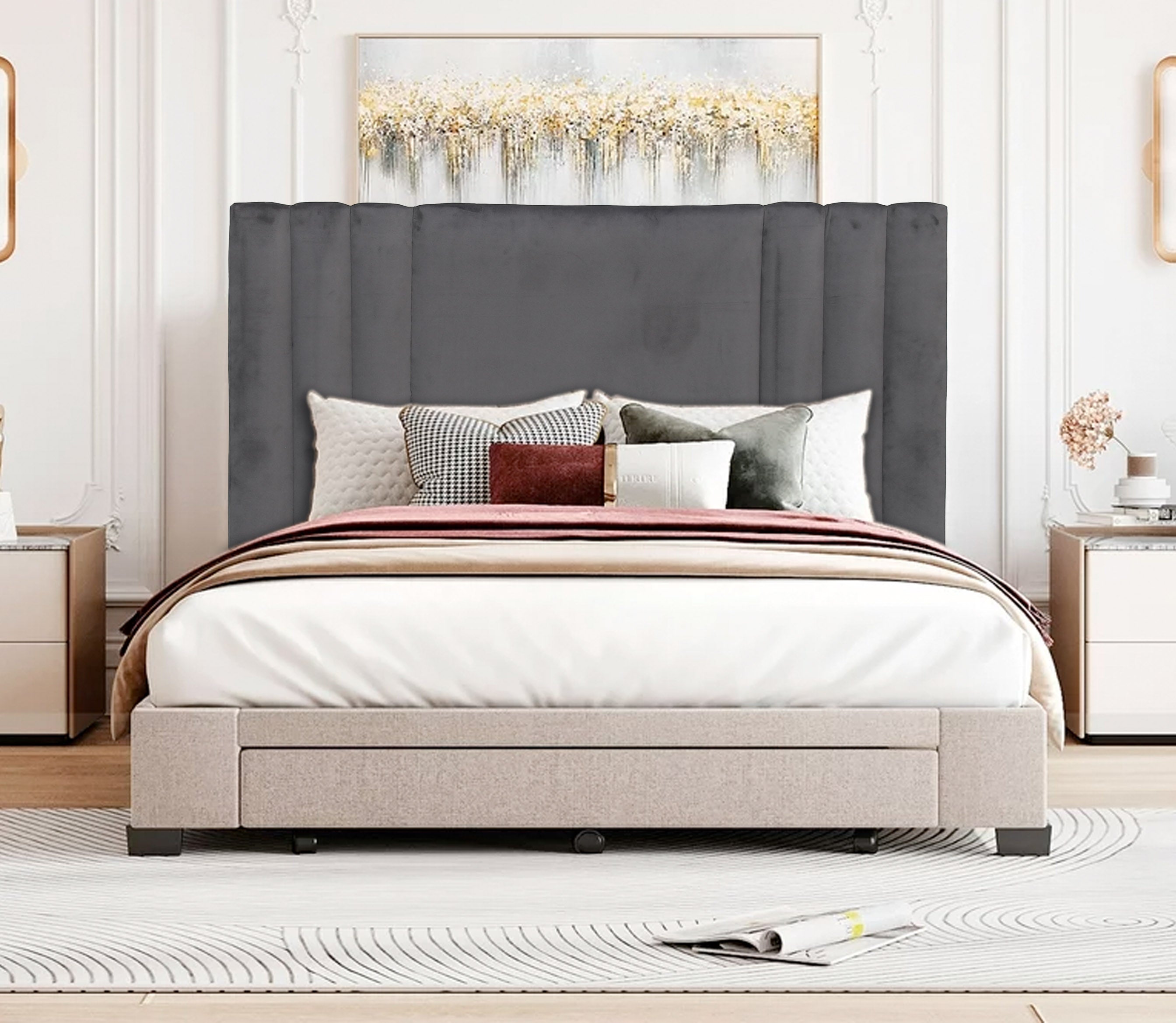 Cairo Headboard - Queen - Grey
