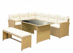 Bahamas Corner Lounge Patio Set - Brown with Beige Cushions