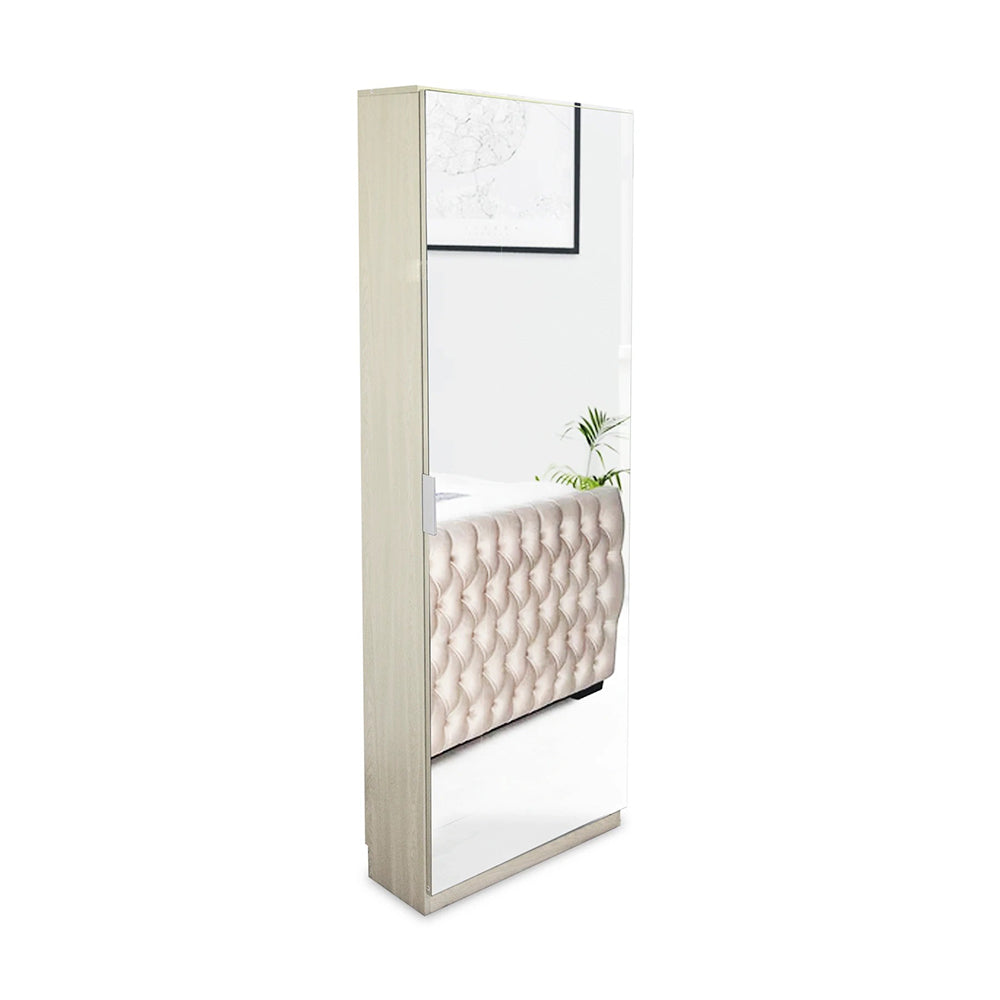 Full Length Mirror Shoe Cabinet - Candlenut