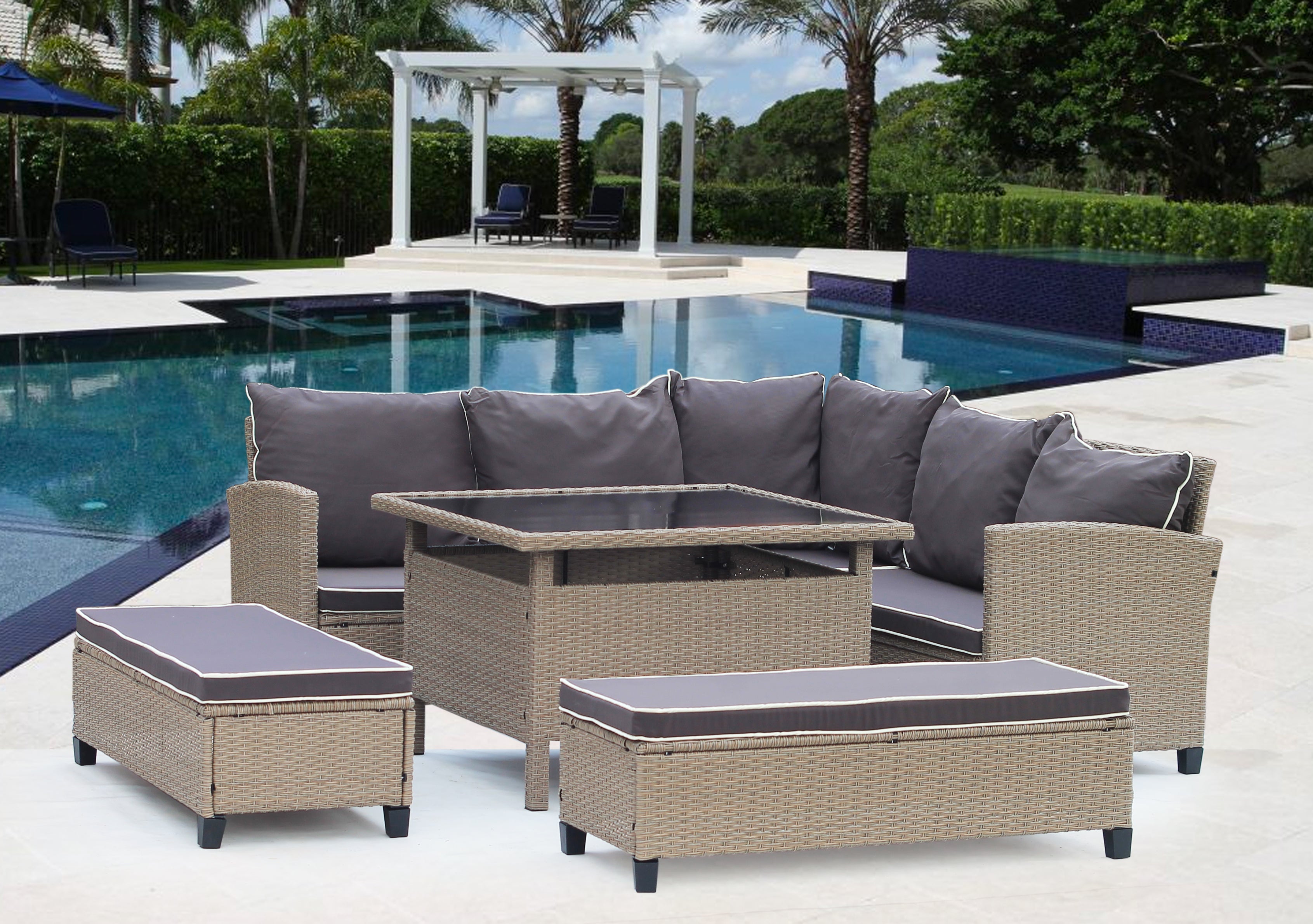 Barbados Corner Lounge Set - Brown