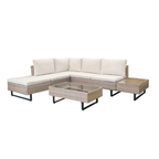 Cyprus Corner Lounge Patio Set - Brown with Light Grey Cushions