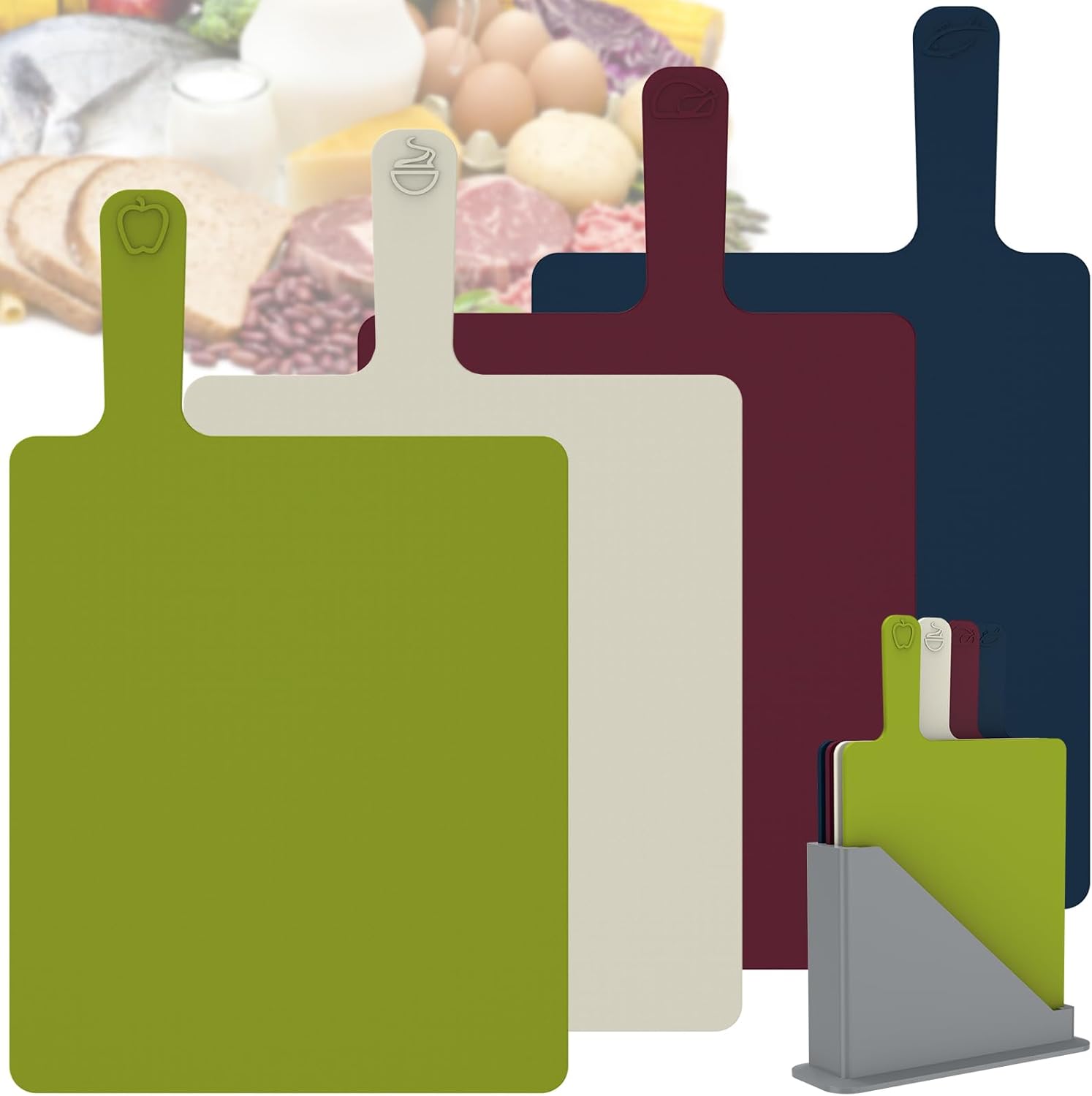 4pcs Kitchen Knife Cutting Board Set with Stand -