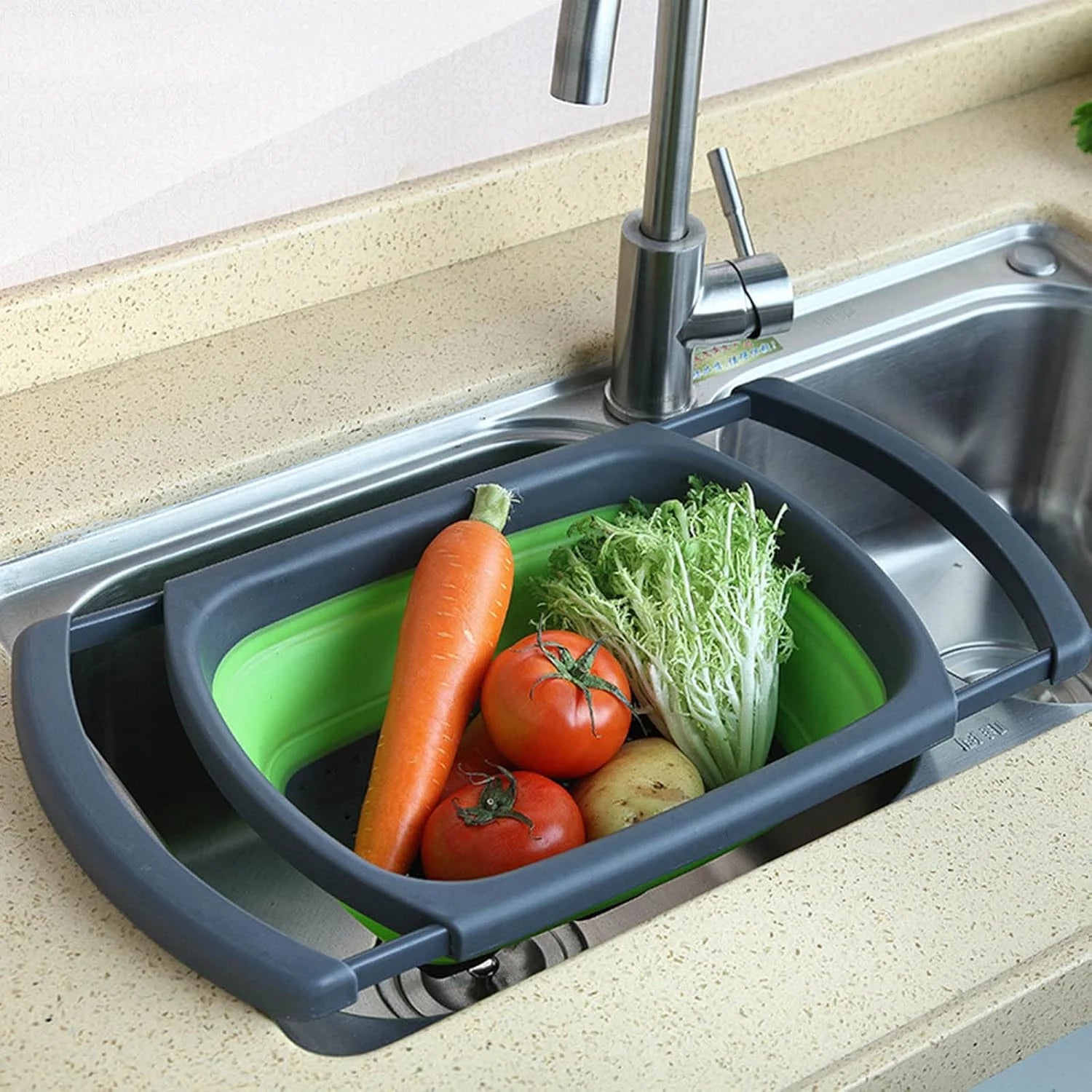 Collapsible Over-Sink Sieve-Green
