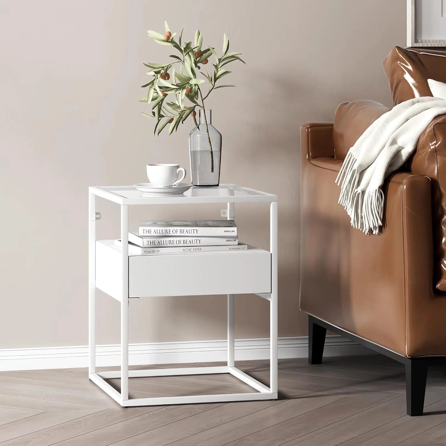 Fine Living Athens Side Table - White