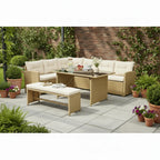 Bahamas Corner Lounge Patio Set - Brown with Beige Cushions