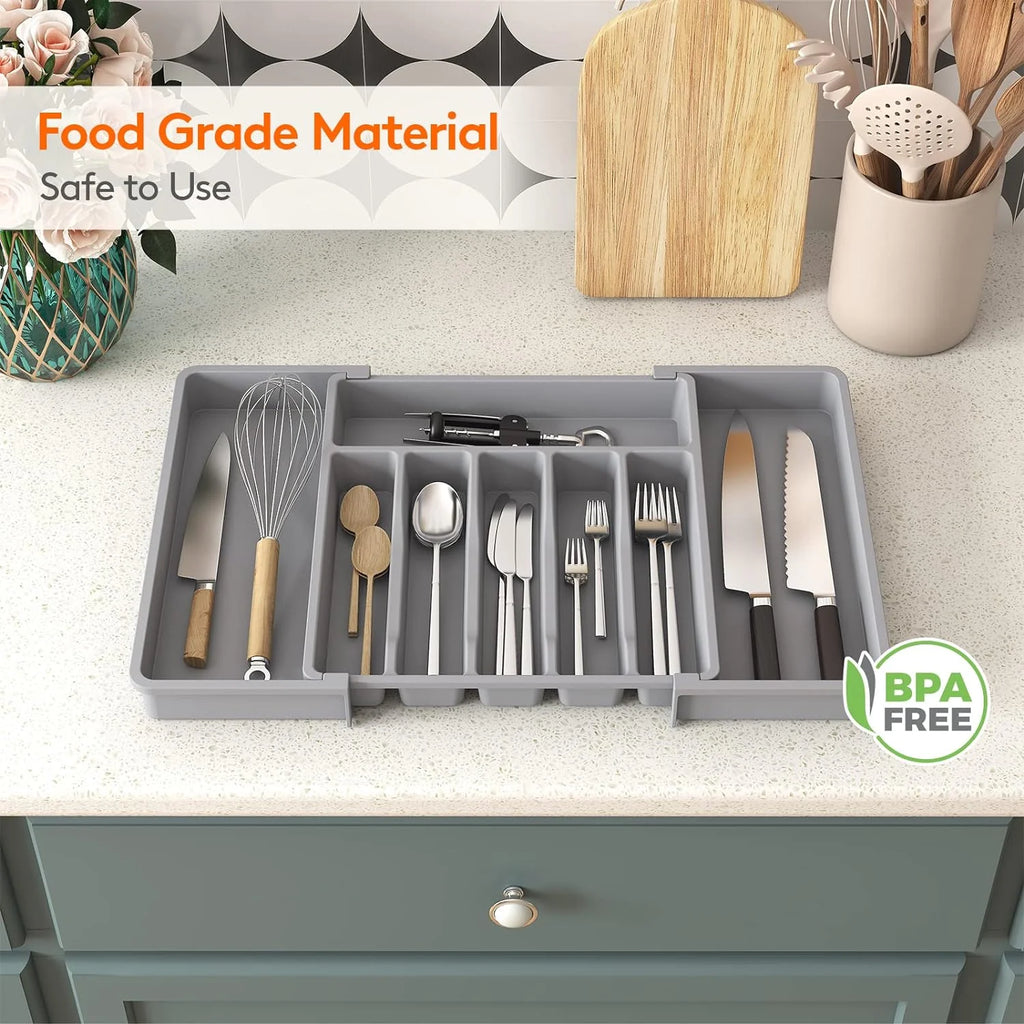 Extendable Cutlery Drawer Tray - Grey