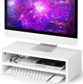 2 Tier Monitor Stand and Desk Organizer - White