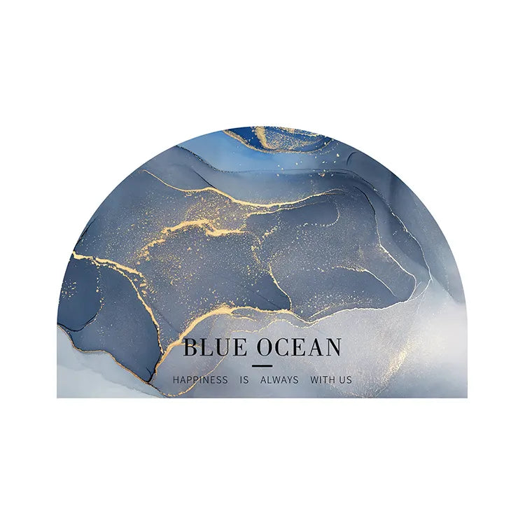 Water Absorbant Bath Mat - Blue Ocean - Half Moon