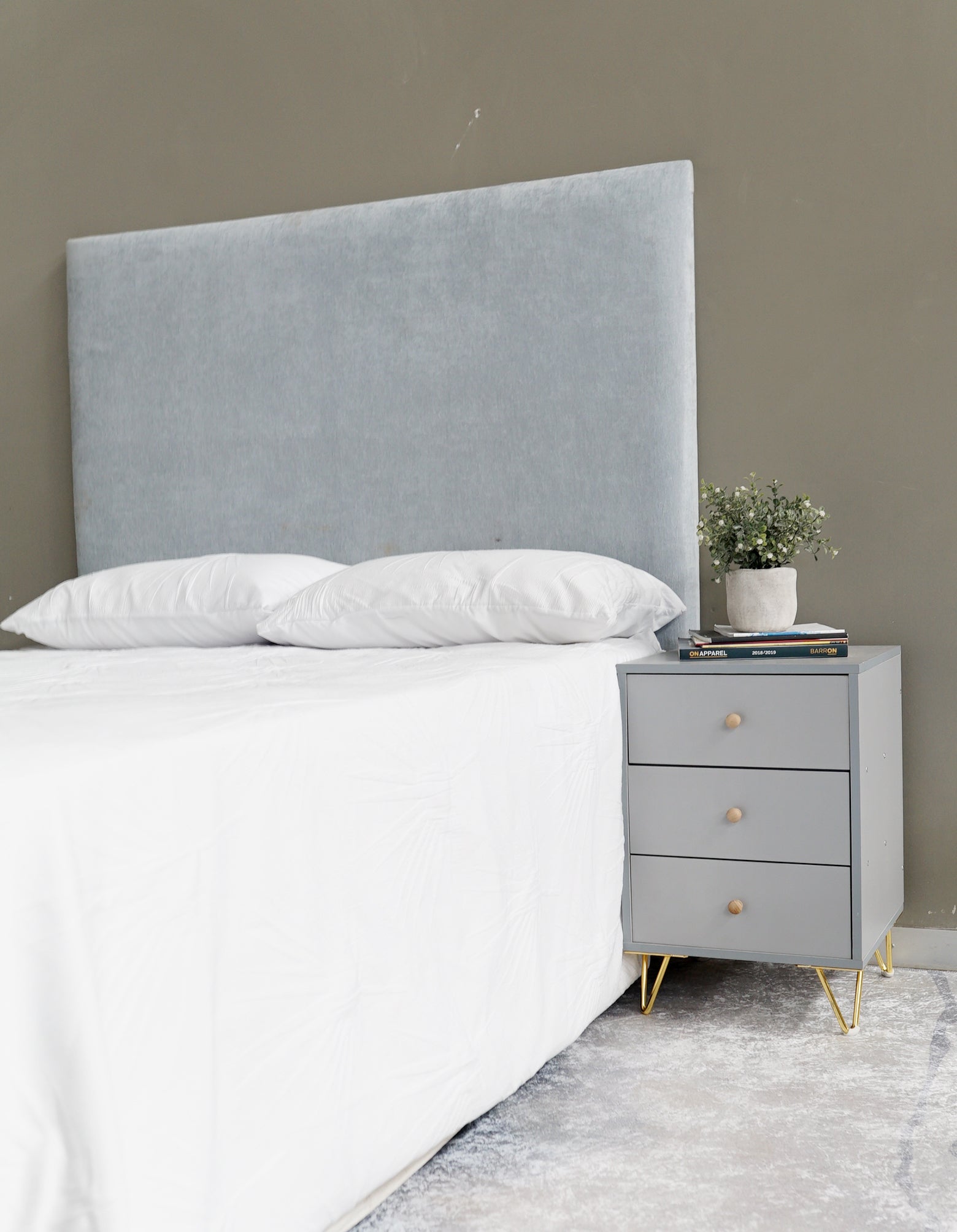 Berlin Headboard - Double - Velvet Light Blue