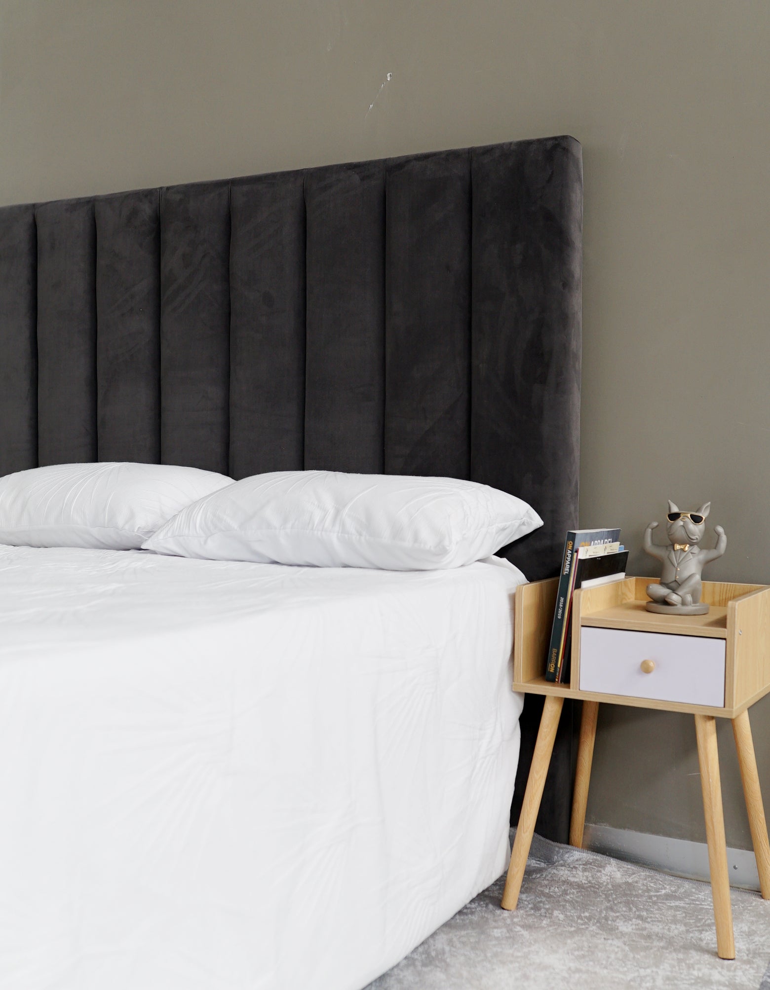 Amsterdam Headboard - King - Velvet Dark Grey
