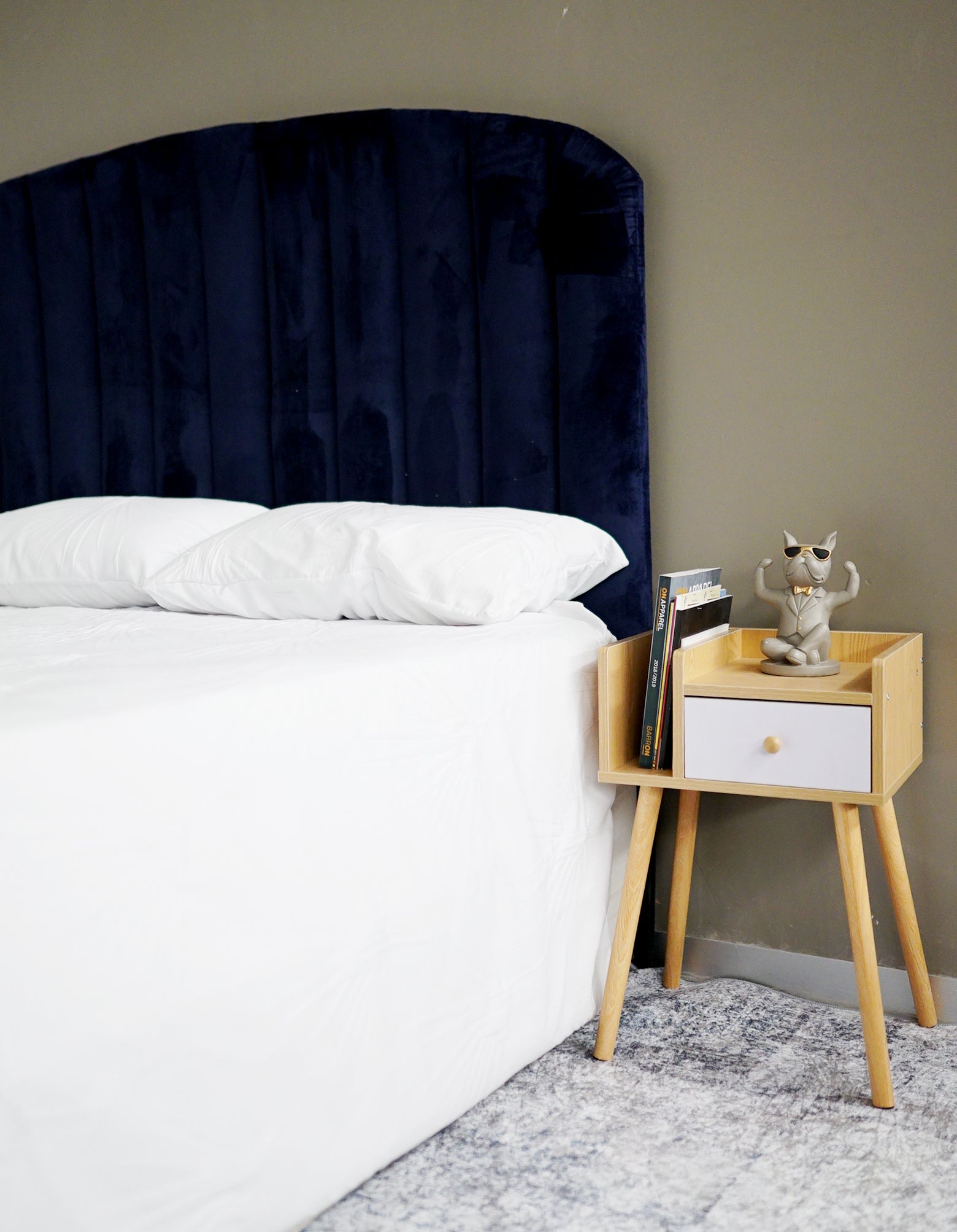 Rochester Headboard - King - Velvet Navy Blue