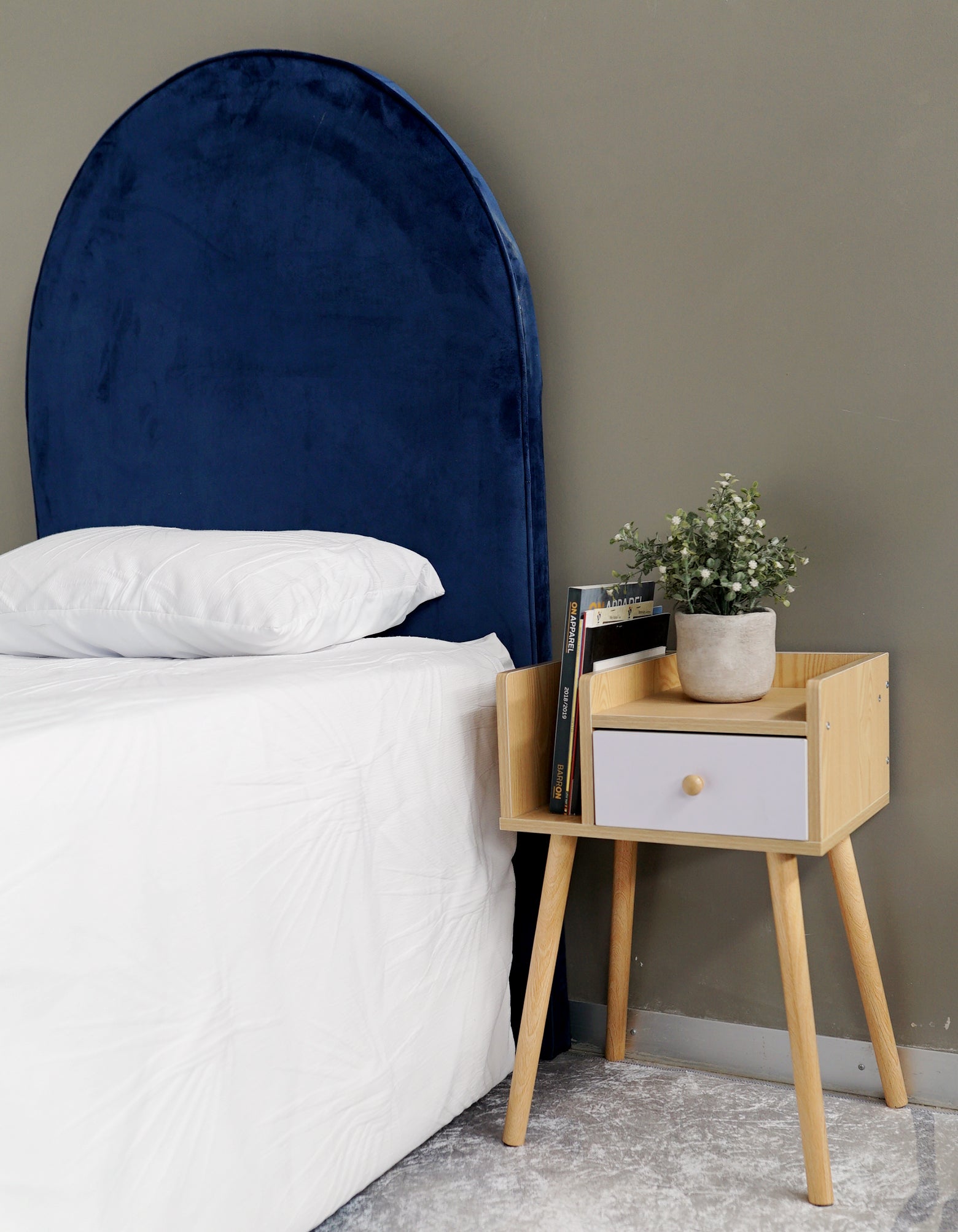 Indiana Headboard - Single - Velvet Navy Blue