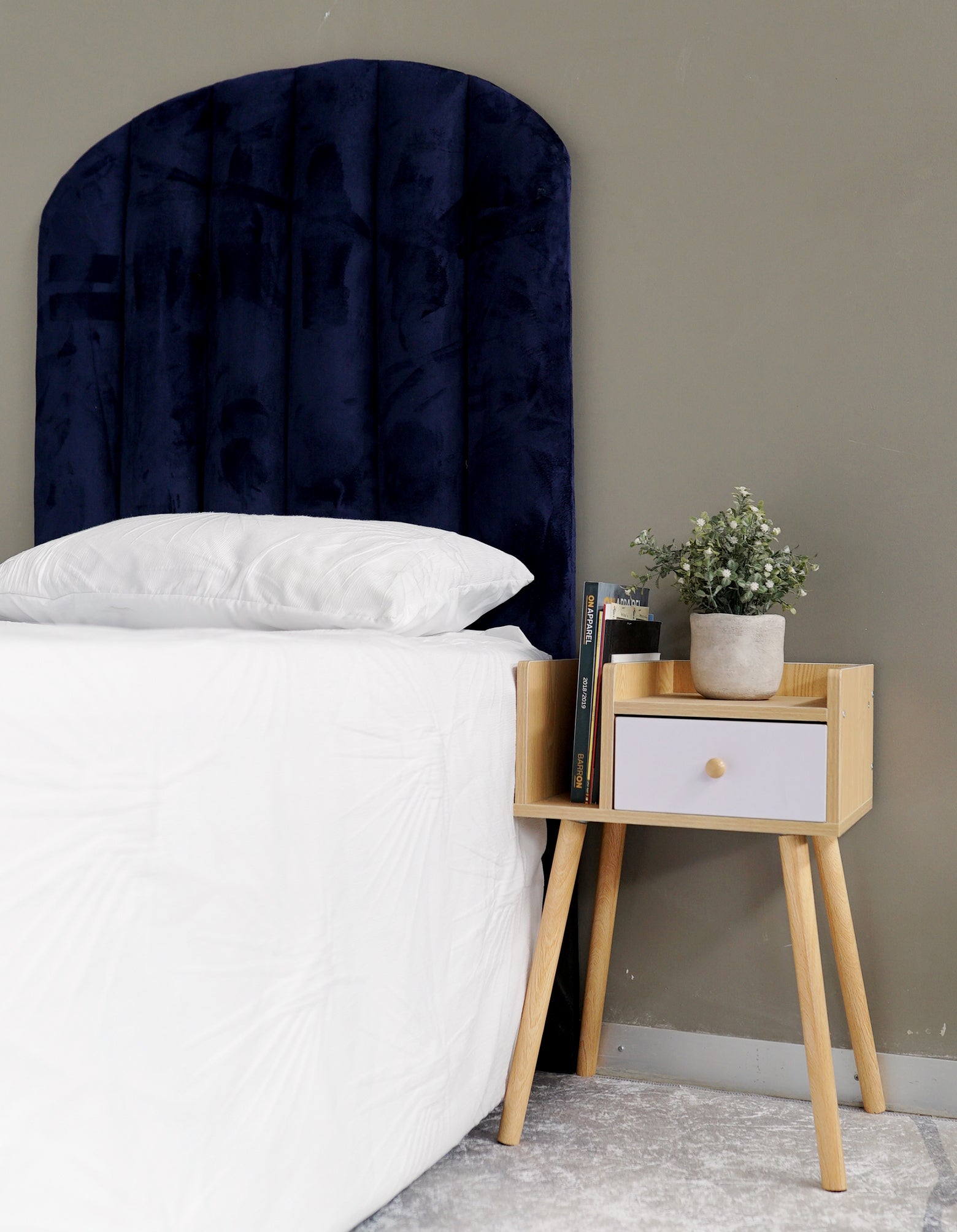 Rochester Headboard - Single - Velvet Navy Blue