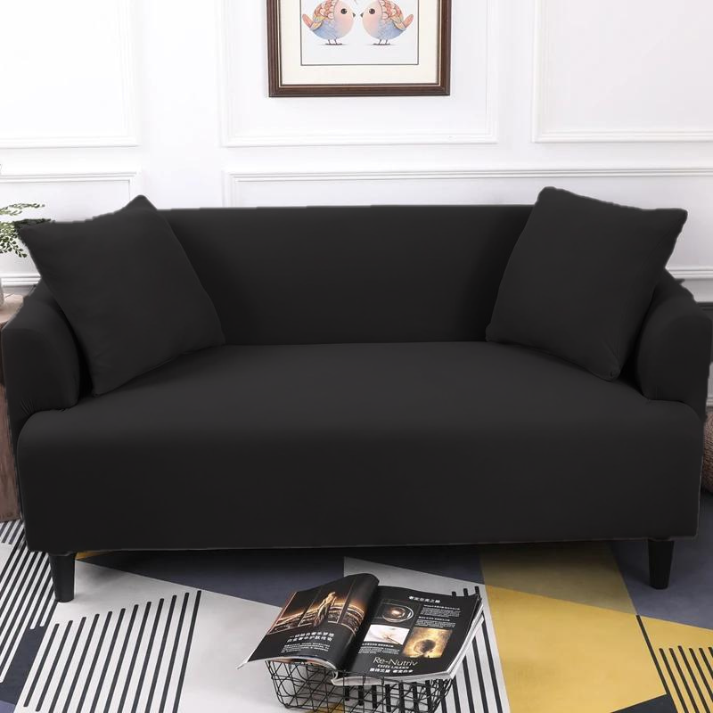 " Fine Living Velvet 3 Seater Couch Cover - Black