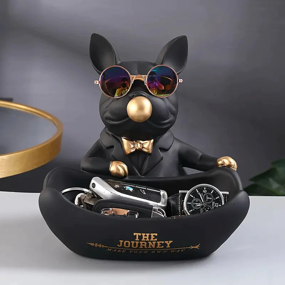 Bulldog  with Mini Bowl - Black