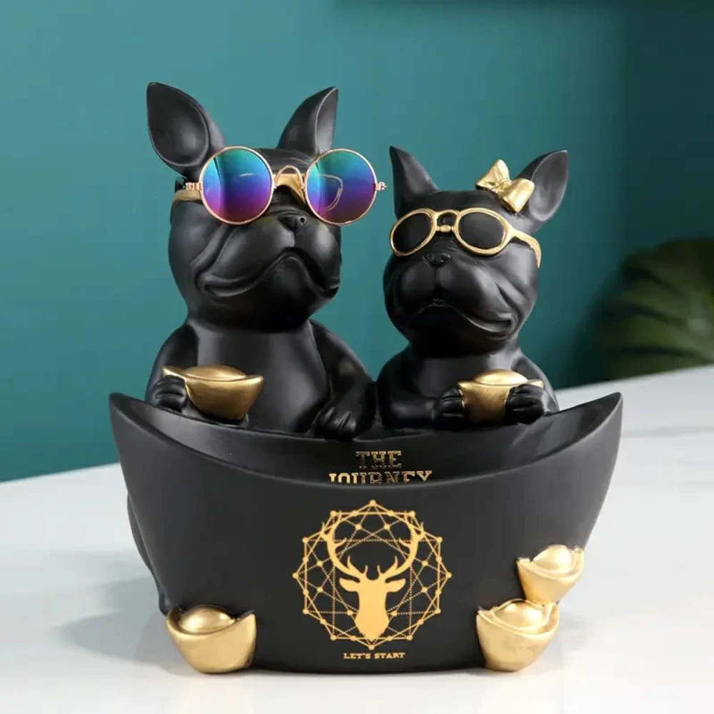 Bulldogs with Large Bowl - Black