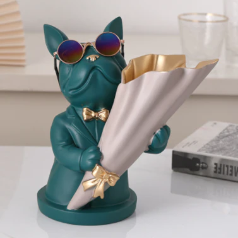Bulldog Vase - Green