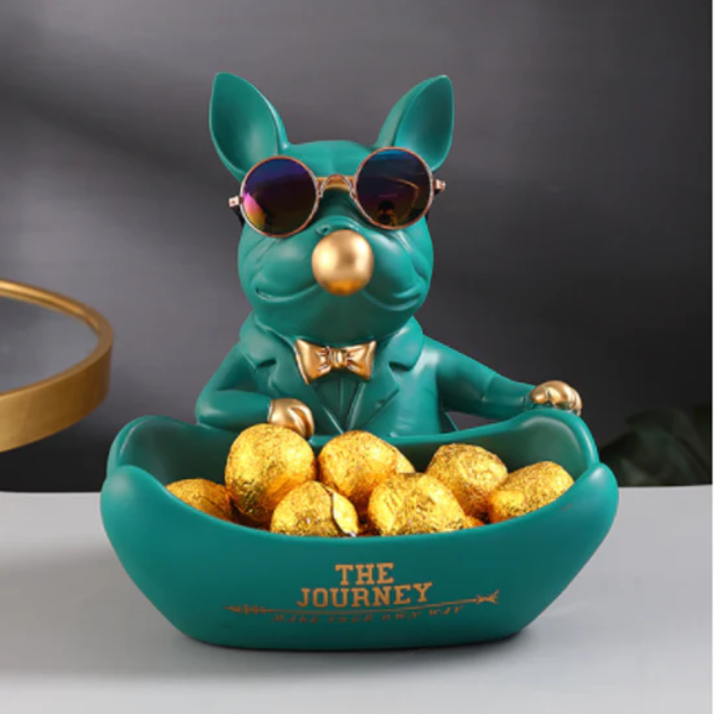 Bulldog with Mini Bowl - Green