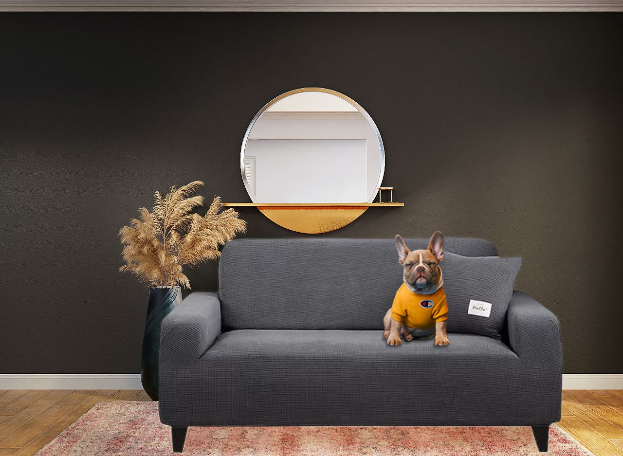 "Fine Living Jacquard 3 Seater Couch Cover - Dark