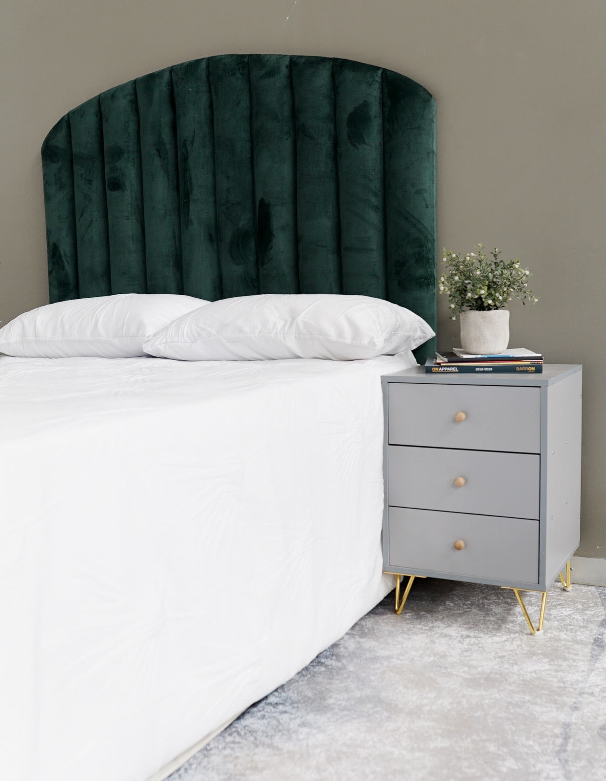 Rochester Headboard - Double - Velvet Green