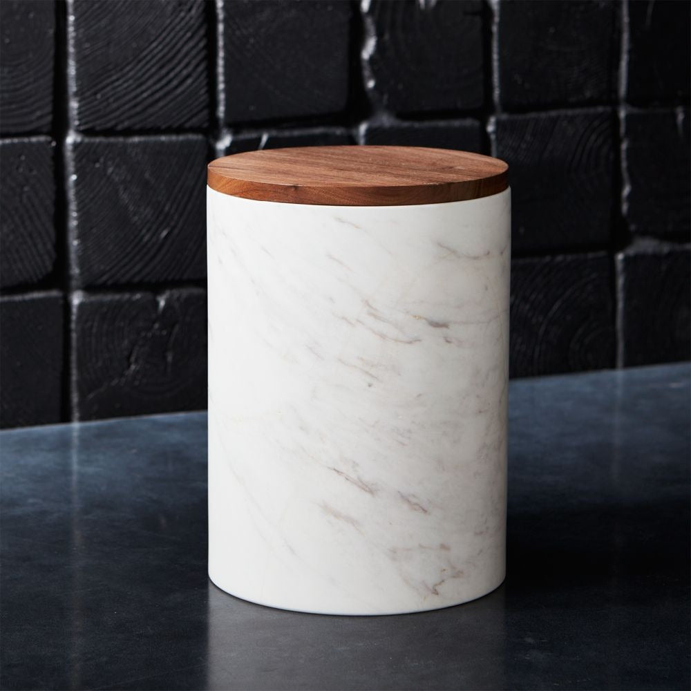 Alabaster Canister - Brass and White - 10cm