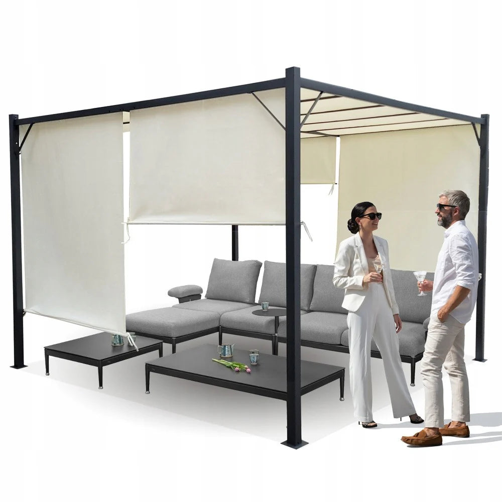 NobleShade Pergola with Sliding Roof Curtain -3*3m - Beige
