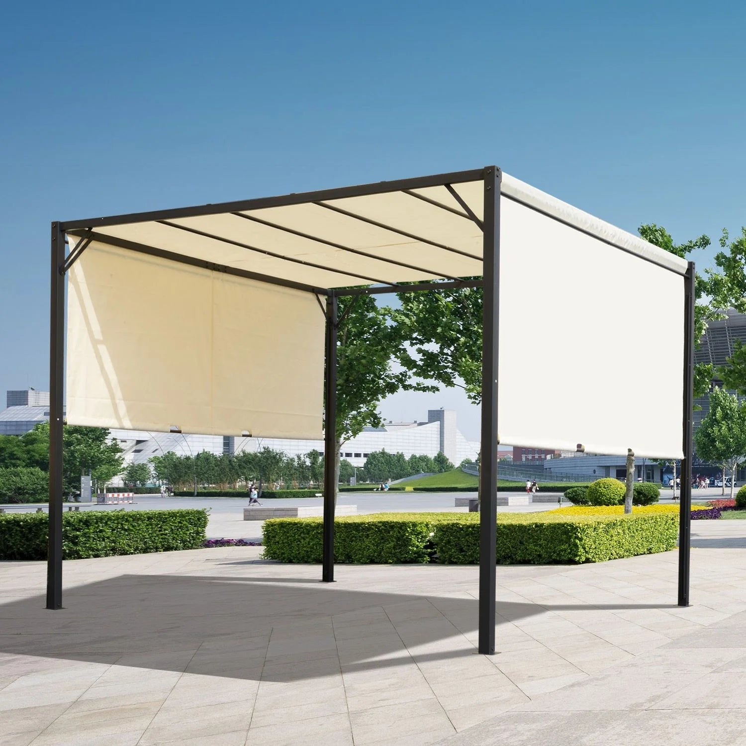 NobleShade Pergola with Sliding Roof Curtain -3*3m - Beige