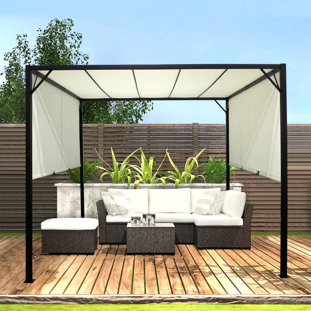 NobleShade Pergola with Sliding Roof Curtain -3*3m - Beige