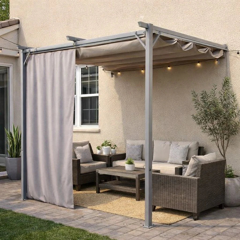 Sunridge Wall Mounted Pergola with Awnings - 3x2.7m - Grey