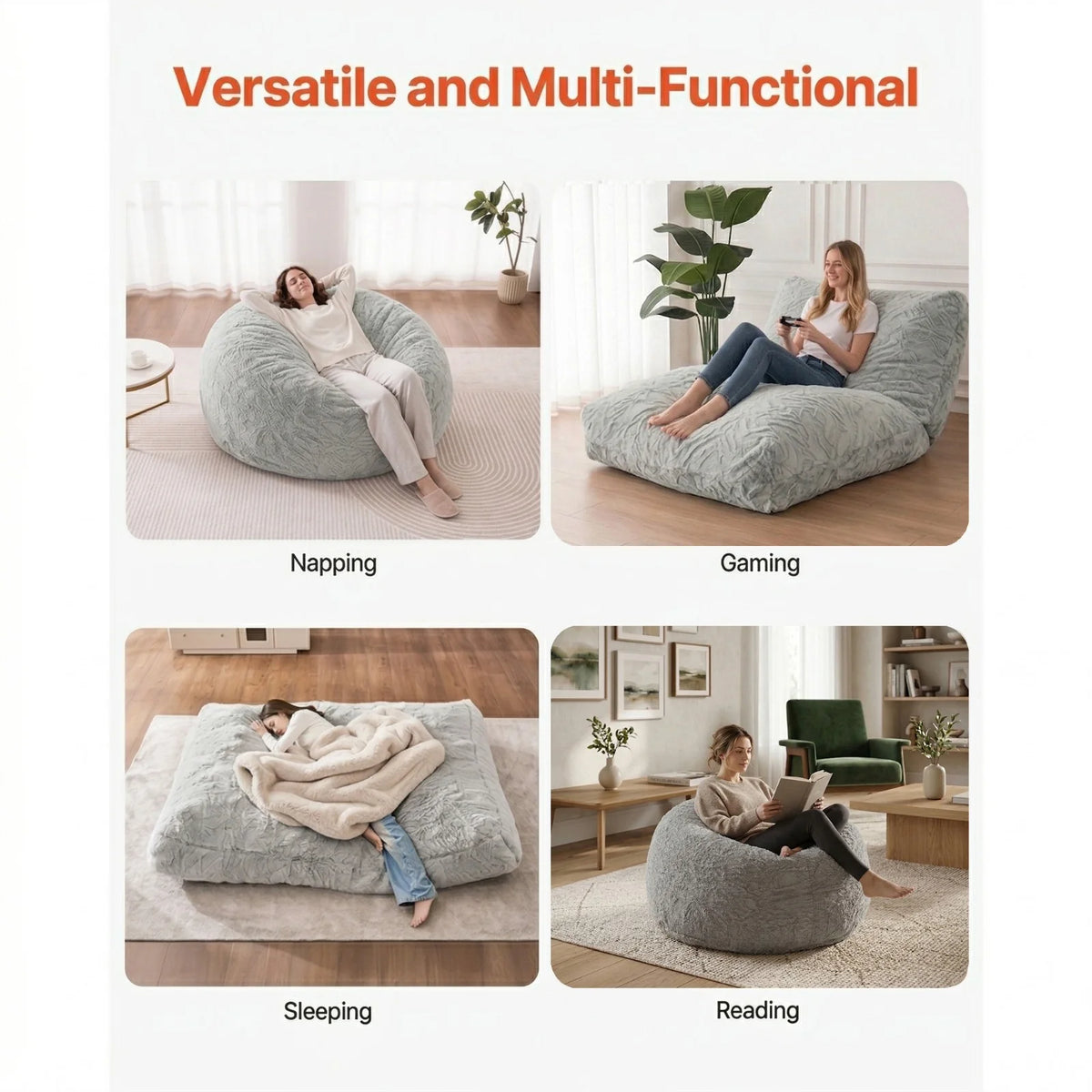 Bean Bag Grey - Simpy Homeware