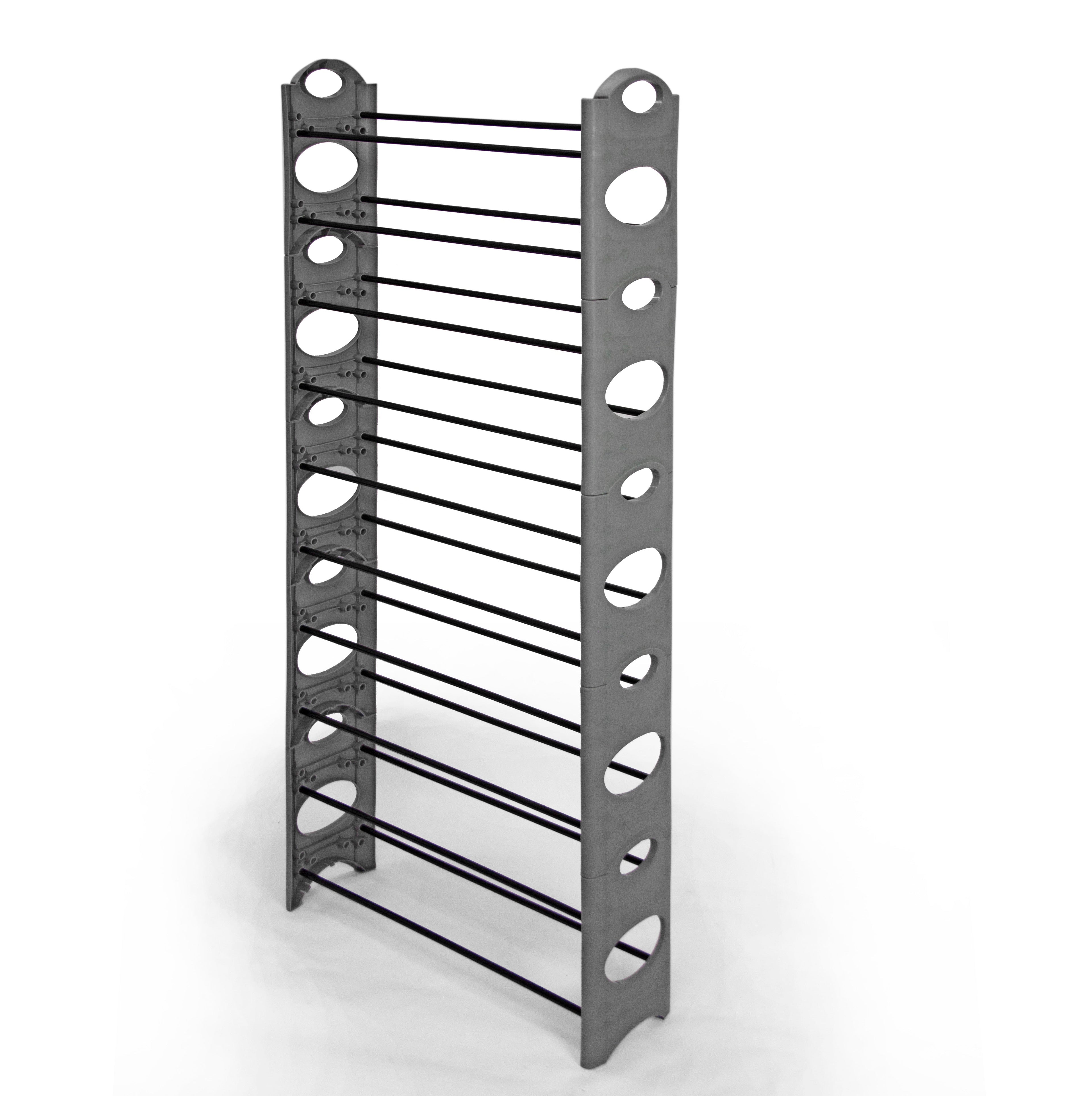 Shoe Rack 10 Tier Grey/Black