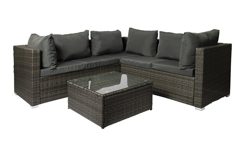 Bali Corner Grey Rattan 3pc Suite - Smoke Grey Cus
