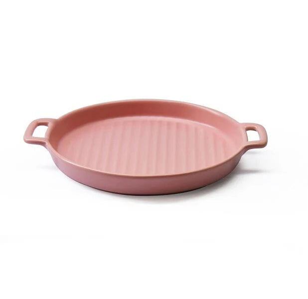 Fine Living Round Ceramic Oven Dish - Pink