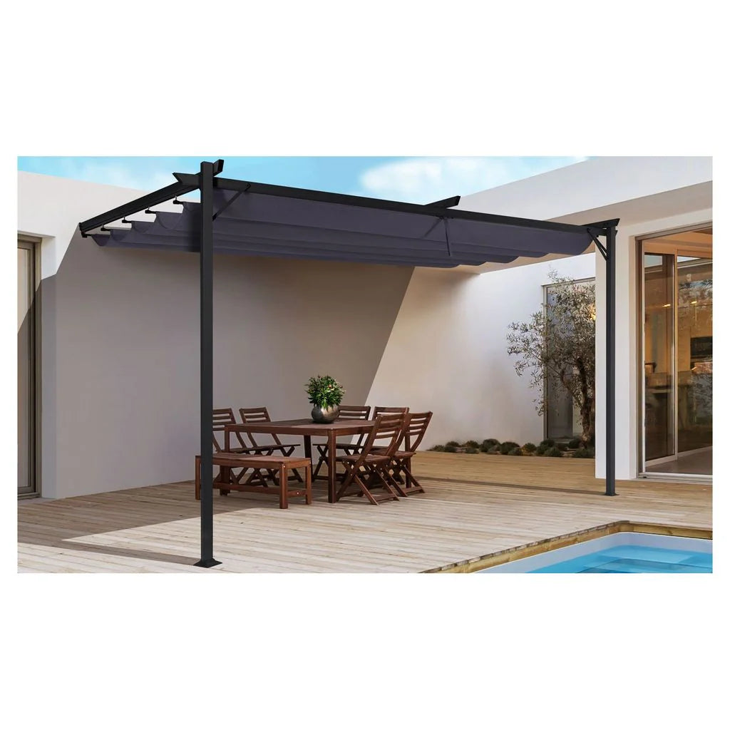 Skyline Wall Mounted Pergola - 3x2.7m - Grey